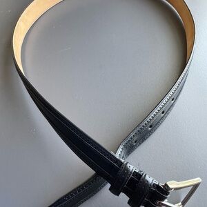 Black Leather Belt with Silver Buckle